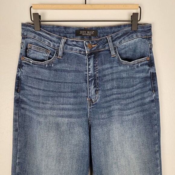 Judy Blue Size 29 Wide Leg High Rise Crop Jeans Stretch Denim Blue - Picture 3 of 12